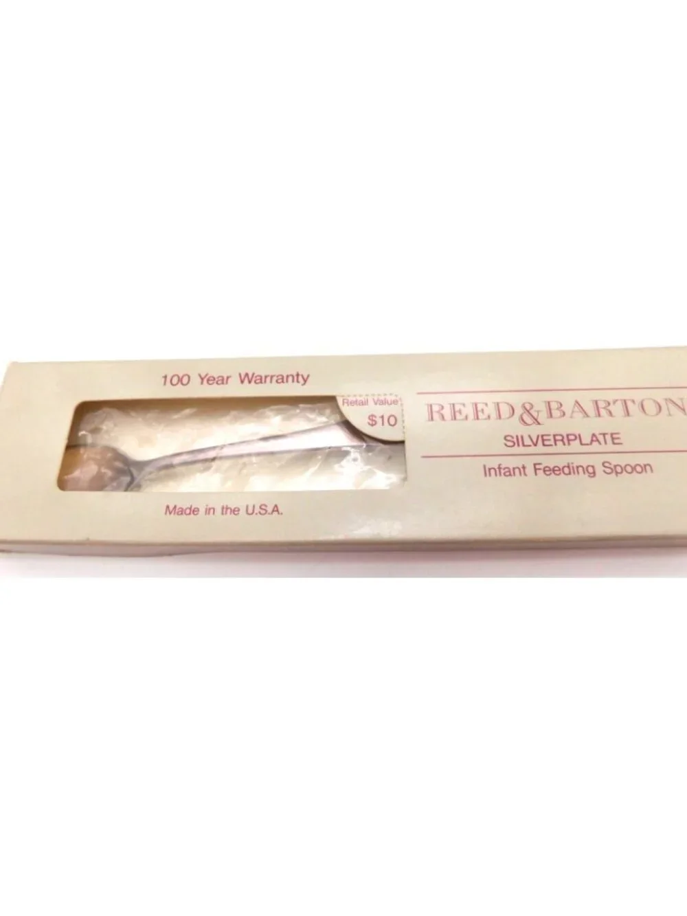 Reed & Barton Silverplate Infant Baby Feeding Spoon In Box Made in USA